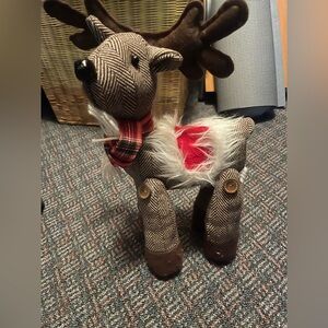 Plaid Brown Reindeer Holiday Decor